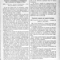 1254 - Page 1253 - Partie scientifique. L'actualité scientifique. Les Sociétés Savantes. Paris. Prophylaxie anti typhoïdique et antidiphtérique dans le personnel des hôpitaux de Paris, (Académie de médecine ; 21-2-1933) / Transfusion sanguine par appareil électrique, (Académie de médecine ; 28-2-1933) / Action régulatrice des eaux sulfatées calciques sur la pression artérielle, (Académie de Médecine ; note présentée par M. A. Desgrez ; 17 janvier 1933)