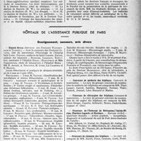 1280 - Page 1275 - Partie professionnelle, Hygiène, Assistance, Mutualité, Intérêts corporatifs, Variétés. Faculté de médecine de Paris. Enseignement et actes de la Faculté / Hôpitaux de l'assistance publique de Paris. Enseignement, concours, avis divers