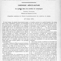 1356 - Page 1327 - Partie professionnelle, Hygiène, Assistance, Mutualité, Intérêts corporatifs, Variétés. Travaux originaux. Accidents du travail. Médecins représentant des firmes pharmaceutiques. Accidents au cours du travail. Le visiteur est victime d’un accident du travail [Dr Paul Boudin] / Chronique médico-militaire. La syphilis dans les armées en campagne, Docteur Touraine. Cinquième conférence de L’École de perfectionnement des médecins de réserve, (27 février 1933) [G. Duchesne]