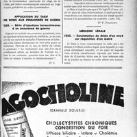1386 - Page LV-1345 - Correspondance. Assurances sociales. Maladies et accidents exclus des Assurances sociales / Application du tarif des soins aux pensionnés de guerre. Série d’injections intraveineuses à un pensionné de guerre / Médecine légale. Constatation de décès d’un noyé sur réquisition d’un maire