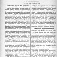 1413 - Page 1372 - Partie scientifique. Travaux originaux. L’appendicite et ses masques. Ne pas reconnaître l’appendicite sous ses différents masques peut devenir grave en clientèle, par le Docteur G. Fischer. Les faits d’observation. Les troubles digestifs non douloureux / Les troubles digestifs douloureux