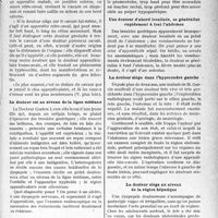 1414 - Page 1373 - Partie scientifique. Travaux originaux. L’appendicite et ses masques. Ne pas reconnaître l’appendicite sous ses différents masques peut devenir grave en clientèle, par le Docteur G. Fischer. Les faits d’observation. Les troubles digestifs douloureux