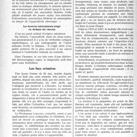 1415 - Page 1374 - Partie scientifique. Travaux originaux. L’appendicite et ses masques. Ne pas reconnaître l’appendicite sous ses différents masques peut devenir grave en clientèle, par le Docteur G. Fischer. Les faits d’observation. Les troubles digestifs douloureux / Les faux urinaires
