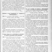 1424 - Page 1383 - Partie scientifique. L'actualité scientifique. Les Sociétés Savantes. Paris. L’hémostase par électro-coagulation diathermique sur pince, (Société de chirurgie ; 11-1-1933) / Syndromes à type d’anaphylaxie et « séquelles de cholécystectomie », (Soc. méd. des hôp. de Paris ; 20-1-1933) / Un signe clinique de la calcification du péricarde : la vibrance péricardique proto-diastolique, (Soc. méd. des hôp. de Paris ; 13-1-1933) / Un cas de maladie de Gaucher à déterminations osseuses, avec cellules de Gaucher dans les crachats, (Soc. méd. des hôp. de Paris ; 20-1-1933)