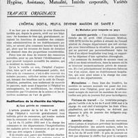 1426 - Page 1385 - Partie professionnelle, Hygiène, Assistance, Mutualité, Intérêts corporatifs, Variétés. Travaux originaux. L’hôpital doit-il, peut-il devenir maison de santé ?. Modifications de la clientèle des hôpitaux