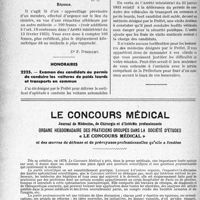 1447 - Page 1404-XLII - Le concours médical. Bulletin d'abonnement / Honoraires. Examen des candidats du permis de conduire les voitures de poids lourds et transports en commun