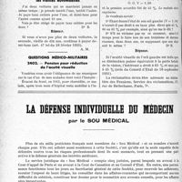 1449 - Page 1406-XLIV - Ligue médicale de défense individuelle, (le sou médical). Bulletin d'adhésion. Payement de la demi-taxe sur les vieilles automobiles / Questions médico-militaires. Pension pour réduction de l’acuité visuelle
