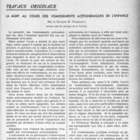 1466 - Page 1423 - Partie scientifique. Travaux originaux. La mort au cours des vomissements acétonemiques de l'enfance, par le Docteur R. Turquety