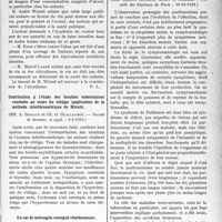 1562 - Page 1519 - Partie scientifique. L'actualité scientifique. Les Sociétés Savantes. Paris. A propos de la propagande scolaire en faveur du vin, (Académie de médecine; 7-3-1933) / Contribution à l’étude des troubles endocriniens constatés au cours du vitiligo (application de la méthode interférométrique de Hirsch), (Société de dermato. et syph ; 9-3-1933) / Un cas de méningite suraiguë charbonneuse, (soc. méd. des hôp. de Paris ; 13-1-1933) / Le devenir des parkinsoniens. La tuberculose des parkinsoniens, (Soc. méd. des hôpitaux de Paris ; 16-12-1932)