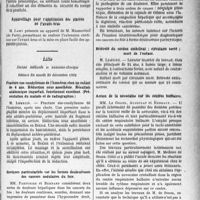 1564 - Page 1521 - Partie scientifique. L'actualité scientifique. Les Sociétés Savantes. Paris. Société des chirurgiens de Pairs, Séance du 20 janvier 1933. Sonde ballon destinée à arrêter les hémorragies du col, de la vessie et de l'urètre postérieur / Appareillage pour l'application des plâtres de 'avant-bras / Lille. Société médicale et anatomo-clinique, Séance du mardi 20 décembre 1932. Fracture sus-condylienne de l’humérus chez un enfant de 4 ans. Réduction sous anesthésie. Résultats anatomique imparfait, fonctionnel excellent. (Présentation du malade et de radiographies) / Quelques particularités sur les formes douloureuses des cancers nodulaires du foie / Brièveté dû cordon ombilical ; circulaire serré mort de l’enfant / Action de la novocaine sur les centres bulbaires