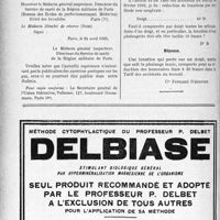 1593 - Page 1550-LXVI - A travers l’officiel. Direction du Service de santé de la Région de Paris. École de perfectionnement des médecins de réserve / Correspondance. Application du tarif des accidents du travail. Luxation d’un doigt