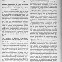1632 - Page 1589 - Partie scientifique. L’actualité scientifique. Les Sociétés Savantes. Paris. Du traitement du rhumatisme chronique déformant par l’irritation chimique de la région thyroïdienne, (Société de chirurgie ; 25-1-1938) / Bacillémies tuberculeuses au cours d’infections aiguës non tuberculeuses, (Soc. méd. des hôp. de Paris ;16-12-1932) / Sur l’association de la maladie de Parkinson poste-encéphalitique et de la maladie de Basedow, (Soc. méd. des hôp. de Paris ; 23-12-1932)