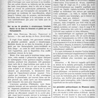 1633 - Page 1590 - Partie scientifique. L’actualité scientifique. Les Sociétés Savantes. Paris. Sur l’association de la maladie de Parkinson poste-encéphalitique et de la maladie de Basedow, (Soc. méd. des hôp. de Paris ; 23-12-1932) / Sur un cas de pleurésie à streptocoques fistulisée depuis un an dans les bronches et guérie par une thorapoplastie, (Soc. méd. des hôp. de Paris ; 23-12-1932) / Toulouse. Société de médecine, chirurgie et pharmacie. Malariathérapie et méningopathie cérébrale syphilitique / Les glucosides anthraeéniques du Rhamnus alpina