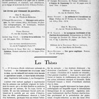 1640 - Page 1597 - Partie scientifique. L’actualité scientifique. Les Livres. La Médecine et l’Occultisme en Chine, par Henry Frichet / Les livres qui viennent de paraître / Les Thèses. Du traitement des nioflisme chez le chien, pirun extractif des tumeurs (voie buccale et applications locales, d ; doses faibles et fractionnées), par Dr Duporge, Imprimerie toulousaine