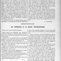 1644 - Page 1601 - Partie professionnelle, Hygiène, Assistance, Mutualité, Intérêts corporatifs, Variétés. Travaux originaux. Chronique. Encore une circulaire ministérielle en désaccord avec la loi ; les droits des pro pharmaciens ne peuvent être limités que par la loi, et non par cette circulaire [G. Duchesne] / Les infirmiers et le secret professionnel [Dr Paul Boudin]