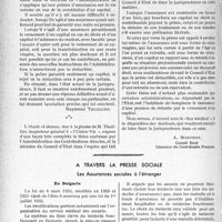 1715 - Page 1672 - Partie professionnelle, Hygiène, Assistance, Mutualité, Intérêts corporatifs, Variétés. Travaux originaux. Fiscalité. Dans quelles conditions les primes d’assurances sur la vie sont-elles déductibles des recettes professionnelles ? [A, Martinot] / A travers la presse sociale. Les Assurances sociales à l’étranger