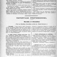 1725 - Page 1682 - Partie professionnelle, Hygiène, Assistance, Mutualité, Intérêts corporatifs, Variétés. Hôpitaux de l’assistance publique de Paris. Enseignement, concours, avis divers / Reportage professionnel. Nouvelles et Informations, (Voir les dernières Nouvelles en tête des Demi-colonnes). Nécrologie [Docteurs Héritier, Charles Broussin, Charles Gardin, Alfred Mary] / La XVIIIe Croisière médicale franco-belge / Congrès tchécoslovaque de cardiologie / Chemin de fer P. L. M