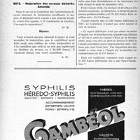 1731 - Page 1688-LX - Correspondance. Fiscalité. La taxe vicinale est due sans limite d’âge / Majoration des revenus déclarés Amende / Amortissement des frais d’installation