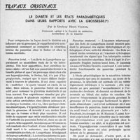 1752 - Page 1709 - Partie scientifique. Travaux originaux. Le diabète et les états paradiabétiques dans leurs rapports avec la grossesse, par le Docteur Henri Vignes