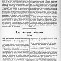 1772 - Page 1729 - Partie scientifique. L’actualité scientifique. La Presse. Le traitement des abcès péri-amygdaliens par l’amygdalectomie à chaud [(La Presse Médicale, 31 décembre 1932)] / Les Société Savantes. Paris. Action expérimentale de la nicotine sur les coronaires, (Académie de médecine ; 25-4-1933) / Action respiratoire et circulatoire de CO2 introduit par voies intra-péritonéale et intra-rectale, (Académie de médecine ; 25-4-1933)