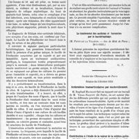 1774 - Page 1731 - Partie scientifique. L’actualité scientifique. Les Société Savantes. Paris. Septico-pyohémie à bacilles de Friedlander, survenue au cours d’une lithiase réno-urétérale latente, (Soc. méd. des hôp. de Paris ; 27-1-1933) / Un film d’une nouvelle technique de greffe testiculaire, (Soc. de Médecine de Paris ; 28-1-1933) / Le traitement des anthrax et furoncles par le bactériophage, (Soc. de Méd. de Paris ;28-1-1933) / Société des Chirurgiens de Paris, Séance du 3 février 1933. Arthrôdèses transarticulaires par enchevillement / Contribution à l’étude de la valeur dela néphro-pyélographie intra-veineuse pour les explorations urologiques