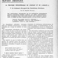 1906 - Page 1863 - Partie scientifique. Travaux originaux. La pratique orthopédique de l’enfant et de l’adulte. Le traitement chirurgical des rhumatismes chroniques, par M. Raphaël Massart. Quels malades faut-il opérer ?