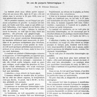 1912 - Page 1869 - Partie scientifique. Travaux originaux. Clinique médicale. Un cas de purpura hémorragique, par M. Etienne Bernard