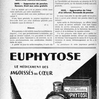 1953 - Page 1910-LXII - Correspondance. Fiscalité. Base et point de départ de la patente / Questions médico-militaires. Suppression de pension. Recours. Droit aux soins gratuits / Aggravation de l’état d’un réformé. Demande de pension