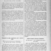 2046 - Page 2001 - Partie scientifique. L'Actualité scientifique. Les Sociétés Savantes. Paris. Sur le traitement des traumatismes crâniens, (Société de chirurgie ; 8-2-33) / Paralysies diphtériques expérimentales ; essai de traitement par le sérum antidiphtérique, (Soc. méd. des hôp. de Paris ; 24-2-1933) / Traitement des algies cancéreuses par le venin de cobra [(Soc. méd. des hôp. de Paris ; 24-2-1933)] / Déformations chroniques des extrémités et maladie de Bouillaud, (Soc. méd. des hôp. de Paris ; 24-2-1933) / Jardins d’enfants, médecins et jardinières, (Soc. de Médecine de Paris ; 28-1-1933)