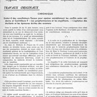 2056 - Page 2011 - Partie professionnelle, Hygiène, assistance, mutualité, intérêts corporatifs, variétés. Travaux originaux. Chronique. Existe-t-il des conciliateurs fiscaux pour apaiser amiablement les conflits entre médecins et Contrôleurs ? —Les pro pharmaciens et les stupéfiants. — L’agitation des étudiants et les épreuves écrites des examens [G. Duchesne]
