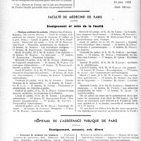 2065 - Page 2020 - Partie professionnelle, Hygiène, assistance, mutualité, intérêts corporatifs, variétés. Travaux originaux. La page sans médecine [Jean Séval]. Les droits des sociétaires / Faculté de médecine de Paris. Enseignement et actes de la Faculté / Hôpitaux de l’assistance publique de Paris. Enseignement, concours, avis divers