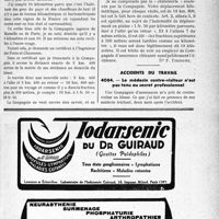 2074 - Page LIII-2029 - Correspondance. Application du tarif des accidents du travail. Chicane kilométrique regrettable / Accidents du travail. Le médecin contre-visiteur n’est pas tenu au secret professionnel