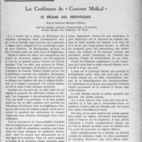 2094 - Page 2049 - Partie scientifique. Travaux originaux. Les Conférences du « Concours Médical ». Le régime des brightiques, par le Docteur Maurice Dérot