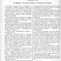 2103 - Page 2058 - Partie scientifique. Travaux originaux. Les Conférences du « Concours Médical ». Introduction à la vie de médecin de campagne, par le Docteur Jean Camescasse. La diphtérie : Du sérum de Roux à l'anatoxine de Ramon