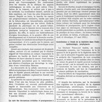 2113 - Page 2068 - Partie scientifique. L’actualité scientifique. La Presse. Les formes pseudo-tuberculeuses du cancer primitif du poumon [(Paris Médical, 7 janvier 1933)] / La cure des dermatoses irritables et prurigineuses à la Roche-Posay [(Presse thermale et climatique, 1er mai 1933)] / Contribution à l’étude de la diphtérie dans l’Indre ; épidémiologie, prophylaxie [(Annales d’Hygiène, février 1933)]