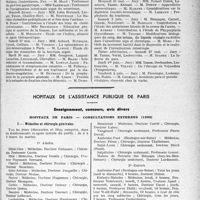 2132 - Page 2087 - Partie professionnelle, Hygiène, Assistance, Mutualité, Intérêts corporatifs, Variétés. Faculté de médecine de Paris. Enseignement et actes de la Faculté / Hôpitaux de l’assistance publique de Paris. Enseignement, concours, avis divers. Hôpitaux de Paris — consultations externes (1933)