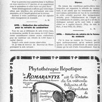 2139 - Page 2094-LVIII - Correspondance. Fiscalité. Patente en cas de changement de domicile / Déduction des cotisations pour la retraite du combattant / Déduction du salaire de la femme du médecin
