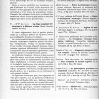 2179 - Page 2134 - Partie scientifique. L'actualité scientifique. Les Thèses. Contribution à l’étude de la rupture artificielle précoce des membranes au cours de l’accouchement normal, par Dr J. Dufour, Paris, 1932 / La phase somatique prodromique de la démence précoce, par Dr D. Laurent, (Louis Arnette, libraire à Paris) / Les livres qui viennent de paraître...