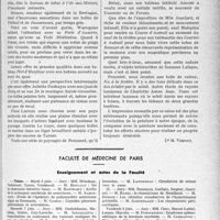2190 - Page 2145 - Partie professionnelle, Hygiène, Assistance, Mutualité, Intérêts corporatifs, Variétés. Travaux originaux. Les salons. Le salon des Tuileries [Dr M. Vimont] / Faculté de médecine de Paris. Enseignement et actes de la Faculté