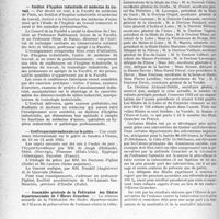 2195 - Page 2150 - Partie professionnelle, Hygiène, Assistance, Mutualité, Intérêts corporatifs, Variétés. Reportage professionnel. Nouvelles et Informations, (Voir les Dernières Nouvelles en tête des "Demi-Colonnes"). Le V. E. M. pyrénéen de la Société d’oto-rhino-laryngologie des hôpitaux de Paris / Institut d’hygiène industrielle et médecine du travail / Conférence internationale sur le goitre / Assemblée générale de la Fédération des filiales départementales de l’Oeuvre Grancher