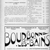 2197 - Page 2152-XLVIII - A travers l’officiel. Réponses des ministres aux questions des parlementaires. Déduction des frais de remplacement des recettes professionnelles / Prix de revient des sanatoriums subventionnés par l’État