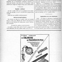 2215 - Page 2170-X - A travers l’officiel. Tarif des accidents du travail / Lutte antituberculeuse / Hygiène publique / Service de santé militaire / Réponses des ministres aux questions des parlementaires. Admission de la femme d’un fonctionnaire au bénéfice des lois d’assistance / Application de la loi Armbruster
