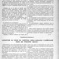 2232 - Page 2187 - Partie Scientifique. Travaux originaux. La clinique au goût du jour. La méningite tuberculeuse reste d’un diagnostic difficile ; les chances de sa guérison par l’allergine, d’après le Docteur A. Jousset. Les chances de curabilité par l’allergine / Acupuncture du cœur ou injection intra-cardiaque d'adrénaline dans les syncopes graves [P. Lacroix]