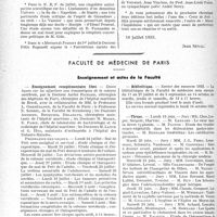2253 - Page 2208 - Partie professionnelle, Hygiène, Assistance, Mutualité, Intérêts corporatifs, Variétés. Travaux originaux. La page sans médecine [Jean Séval]. Préparation à l’ordre des médecins ? ? [Docteur Jean] / Faculté de médecine de Paris. Enseignement et actes de la Faculté