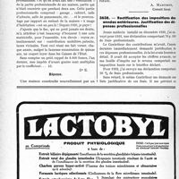 2265 - Page 2220-LVI - Correspondance. Fiscalité. Exonération de l’impôt foncier sur les constructions neuves / Rectification des impositions des années antérieures. Justification des dépenses professionnelles