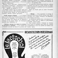 2274 - Page IX-2229 - Dernières nouvelles. Hôpitaux de Bordeaux / Concours d’internat de l’hospice Paul Brousse et de l’lnstitut du cancer de la Faculté / Société française d’hygiène / Fédération nationale des blessés du poumon, des chirurgicaux et paludéens / Cours d’électricité médicale / Mariage