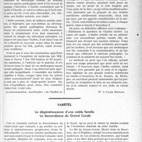 2310 - Page 2265 - Partie professionnelle, Hygiène, Assistance, Mutualité, Intérêts corporatifs, Variétés. Travaux originaux. Hygiène alimentaire. Notions actuelles sur la salubrité de l’huître, par le Docteur J. -Louis Bézian / Variétés. La dégénérescence d'une noble famille La descendance du Grand Condé [J. Noir]