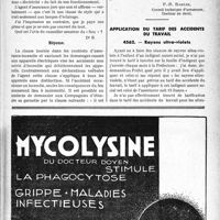 2324 - Page LV-2279 - Correspondance. Assurances. Assurance incendie. Dommages causés aux appareils électriques / Application du tarif des accidents du travail. Rayons ultra-violets
