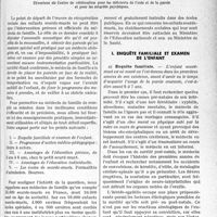 2352 - Page 2307 - Partie scientifique. Travaux originaux. Que faire pour les enfants sourds-muets ?. Rôle du médecin de famille, par le Docteur G. de Parrel. Enquête familiale et examen de l’enfant