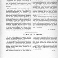 2365 - Page 2320 - Partie professionnelle, Hygiène, Assistance, Mutualité, Intérêts corporatifs, Variétés. Travaux originaux. Chronique. Une lacune de la loi des pensions (article 64): Conditions restrictives concernant les cures thermales. — Un vœu légitime de Molinéry au Congrès des villes d'eaux [G. Duchesne] / La mort et les saisons